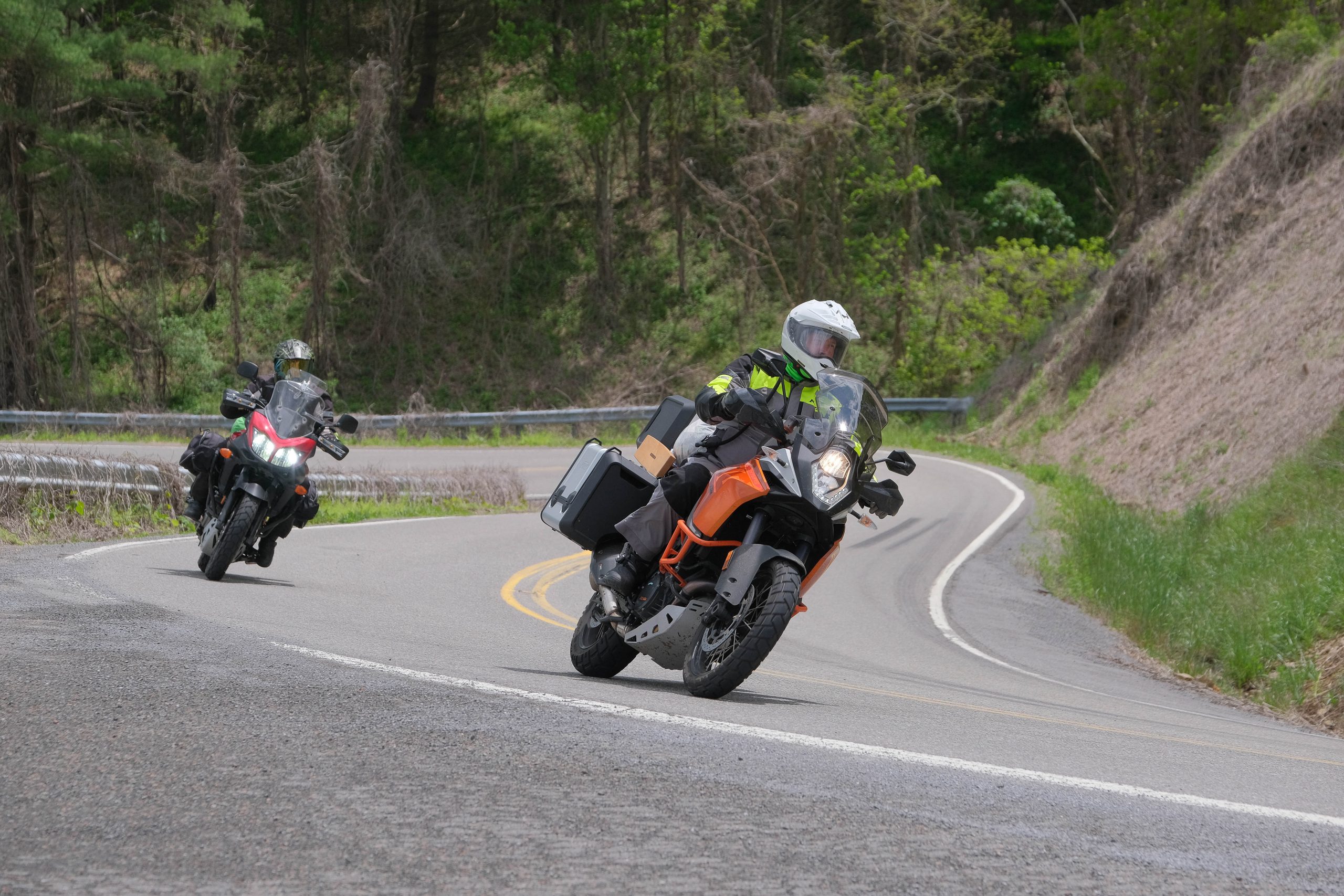 Riders overlooking the Appalachian Mountains during a motorcycle weekend in Tazewell, VA